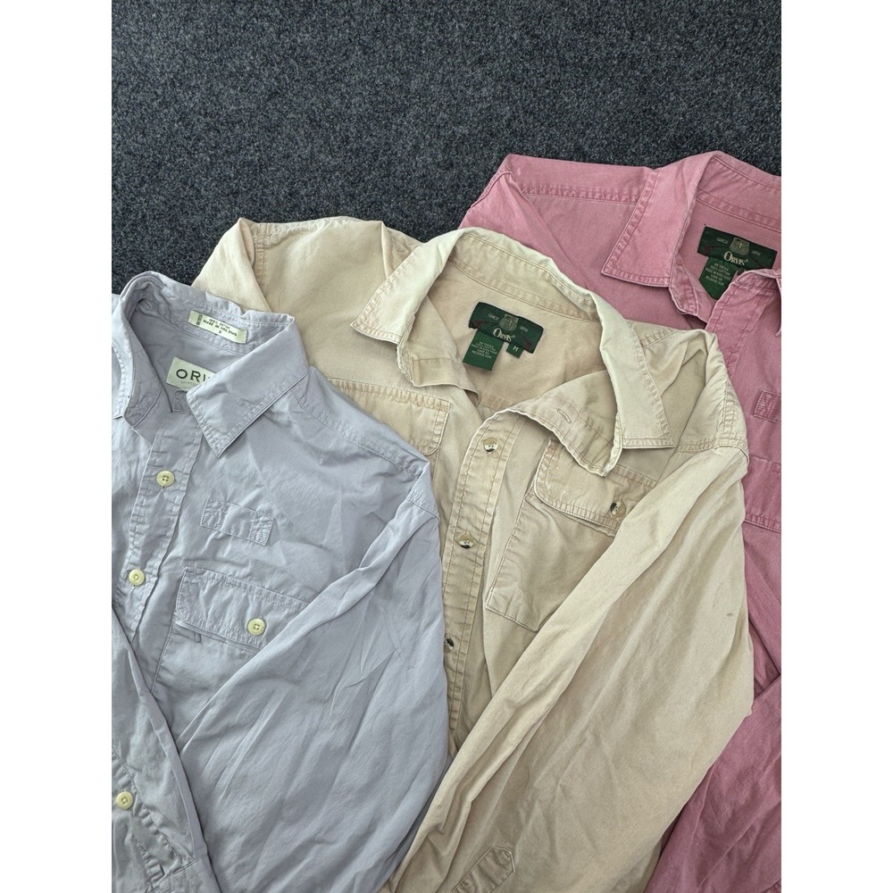 VTG Orvis Button Up Shirt Lot Mens M Made‎ Hong Kong 100% Cotton Workwear
